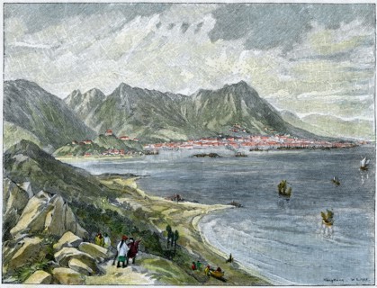 Victoria, Hong Kong, from the Chinese mainland, c1890. Artist: Unknown