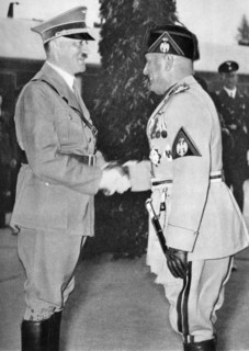 Fascist leaders Adolf Hitler and Benito Mussolini, c1930s-c1940s. Artist: Unknown