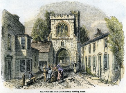 'Fire-bell Gate (and curfew), Barking, Essex', 1845. Artist: Unknown