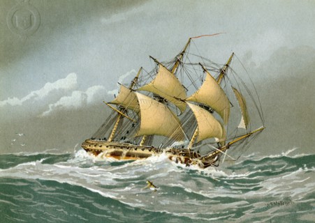 A Royal Navy 28 gun frigate, c1794 (c1890-c1893). Artist: William Frederick Mitchell