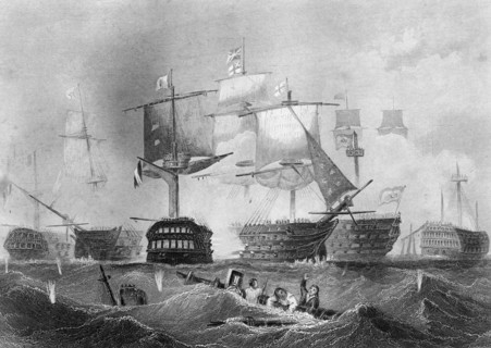 The Battle of Trafalgar, 21 October 1805 (c1857).Artist: Albert Henry Payne