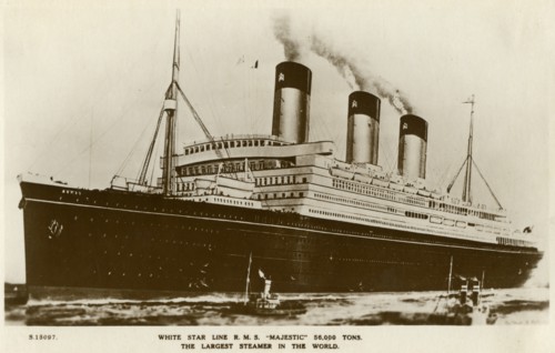 RMS 'Majestic', White Star Line steamship, c1920s.Artist: Kingsway