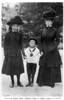Queen Mary, Princess Mary and Prince John, 1910s.Artist: Ernest Brooks