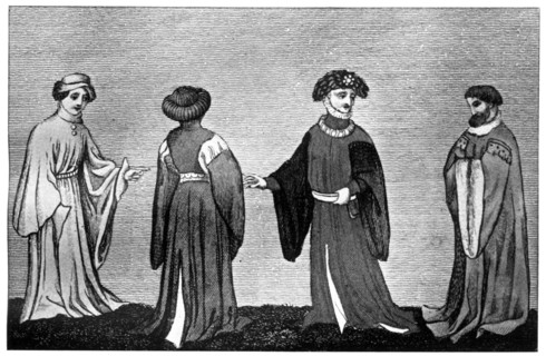 Varieties of the houppelande, c14th century, (1910). Artist: Unknown