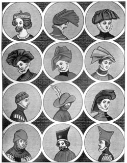 Male headdresses, 14th century, (1910). Artist: Unknown