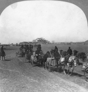 Japanese military transportation train, Manchuria, 1906. Artist: Keystone View Company