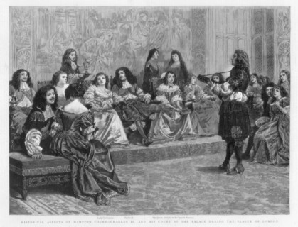 Charles II and his court at the palace during the Plague of London, c1665-1666 (1890). Artist: Unknown
