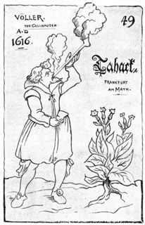 One of the earliest illustrations of smoking, 1616 (1890). Artist: Unknown