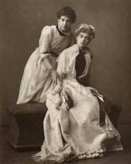 British actresses Eweretta Lawrence and Grace Otway in 'On Change', 1886. Artist: Barraud