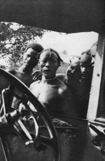 Native men seeing a white woman for the first time, Mongalla to Terrakekka, Sudan, 1925 (1927). Artist: Thomas A Glover