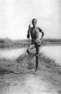 A characteristic Dinka attitude, Terrakekka to Aweil, Sudan, 1925 (1927). Artist: Thomas A Glover