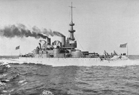 USS 'Indiana', American battleship, 1898.  Artist: W Rau