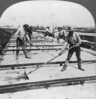 Solar evaporation, salt manufacture, Syracuse, New York, USA, 20th century. Artist: Keystone View Company
