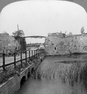 14th century ramparts and Lille Gate, Ypres, Belgium, World War I, c1914-c1918.  Artist: Realistic Travels Publishers