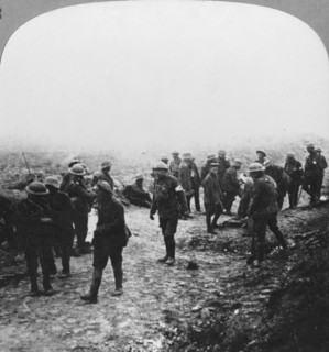 Attending to the wounded on the Menin Road, Ypres, Flanders, Belgium, World War I, c1914-c1918. Artist: Realistic Travels Publishers
