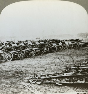 Hundreds of German guns captured at Couralette, France, Battle of Somme, World War I, 1916. Artist: Realistic Travels Publishers