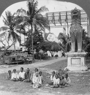 Giant recumbent figure of Buddha, Pegu, Burma, 1908. Artist: Stereo Travel Co