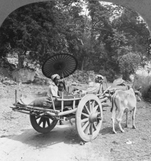 Family journeying through the jungle near Mingun, Burma, 1908. Artist: Stereo Travel Co