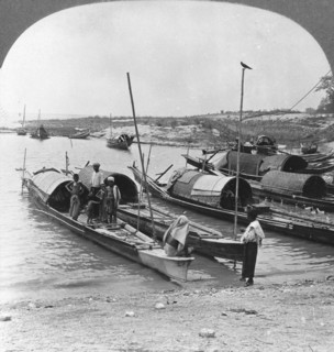 Boats on the Irrawaddy River, Mingun, Burma, 1908. Artist: Stereo Travel Co