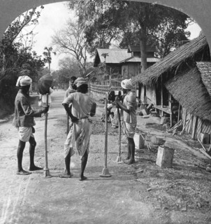 Road mending, Bhamo, Burma, 1908. Artist: Stereo Travel Co