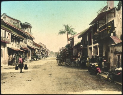 Street in Rangoon, Burma, late 19th or early 20th century. Artist: Unknown