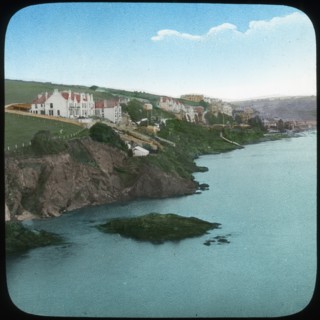 Fowey from the castle, Cornwall, late 19th or early 20th century. Artist: Church Army Lantern Department