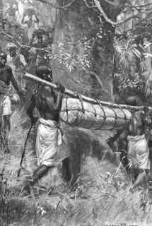 Bringing David Livingstone's body down to the coast, Africa, 1873. Artist: Unknown