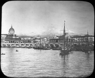 Catania and Mount Etna, Sicily, Italy, late 19th or early 20th century. Artist: Unknown