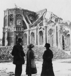 Damage to the Church of Notre Dame, Armentières, France, World War I, c1914-c1918. Artist: Nightingale & Co