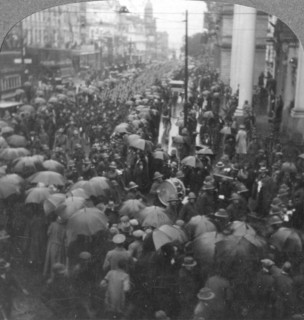 British troops parading on Adderley Street, Cape Town, South Africa, World War I, c1914-c1918. Artist: Realistic Travels Publishers