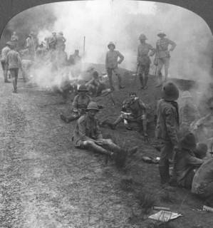 'Early morning camp fires and breakfast in the Persian Gulf', World War I, c1914-c1918. Artist: Realistic Travels Publishers