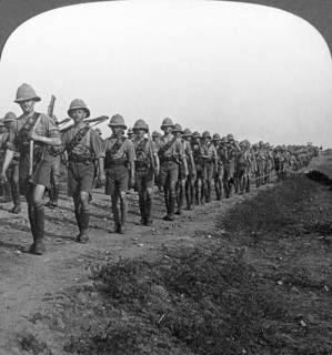 'On the long march through torrid heat to Baghdad', World War I, c1914-c1917. Artist: Realistic Travels Publishers