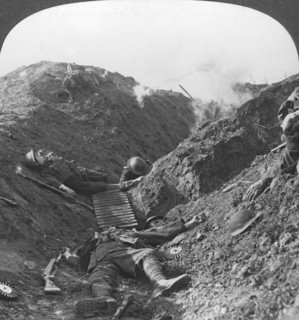 'Men who fell covering the retreat of the 5th Army at Albert', France, World War I, 1918. Artist: Realistic Travels Publishers