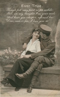 Romantic postcard featuring a soldier and his sweetheart, c1914-18. Artist: Unknown