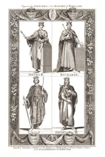 Portraits and Dresses of The Kings of England with coats of Arms, 1784. Artist: Unknown