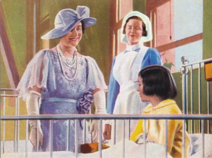 Queen Elizabeth visiting a children's ward at the Middlesex Hospital, 1935. (1937) Creator: Unknown.
