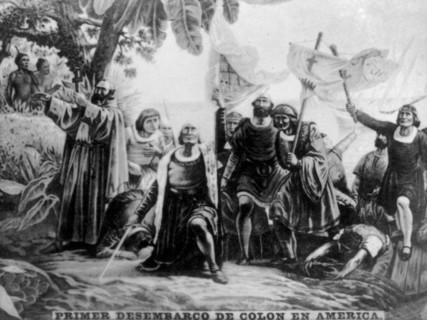 Landing of Colombus in America, (15th century), 1920s. Artist: Unknown
