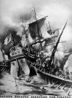 Spanish Galleon assaulted, (17th century ), 1920s. Artist: Unknown.