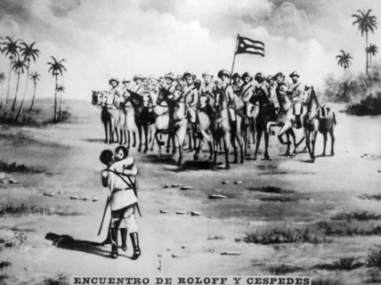 The meeting of Roloff and Cespedes, (1871), 1920s. Artist: Unknown