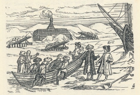 Barents in the Arctic: Hut wherein we wintered, (1598), 1912. Artist: Gerrit de Veer