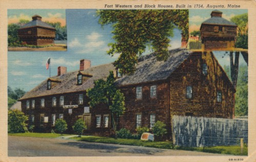 Fort Western and Block Houses, Augusta, Maine, 1920s. Artist: Unknown
