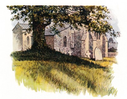 Churchyard at Tolpuddle showing James Hammett's grave, 1934. Artist: Unknown