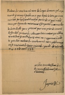 Letter from King James VI (1566-1625) to his Mother, Queen Mary (1542-1587), 1584-5'. Artist: King James I