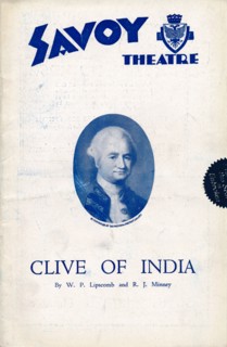 Clive of India programme for the Savoy Theatre, 1934. Artist: Unknown