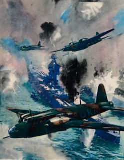 The first British air aggressive action of the war, the raid on Kiel, 1940. Artist: Unknown
