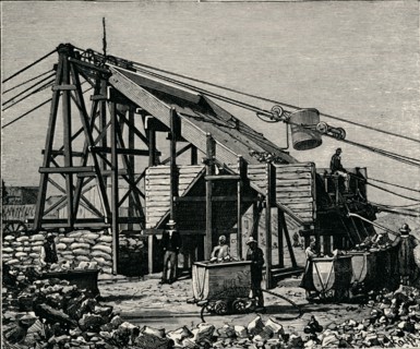 Kimbereley Diamond Mine: apparatus for raising the diamantiferous earth, 1896. Artist: Unknown
