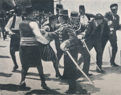 Arrest of Gavrilo Princip, assassin of Archduke Franz Ferdinand, 1914. Artist: Unknown