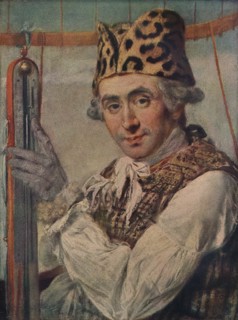 Dr John Jeffries, American balloonist, 1786. (1911). Artist: Unknown