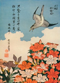 Hototogisu satsuki (Cuckoo and Azalea), c1828, (1936). Artist: Hokusai