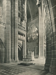 Liverpool Cathedral: General View from Memorial Transept. Architect, Sir G. Gilbert Scott, 1924. Artist: Unknown